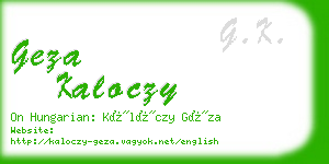 geza kaloczy business card